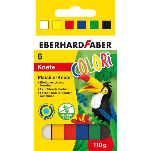 Eberhard Faber 572006 - Colori Plastilin-Knete in 6 leuchtenden Farben, weich und formbar, im Kartonetui, für kreativen Bastel- und Knetspaß