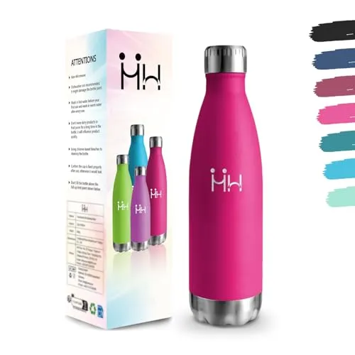 Trinkflasche, 500 ml BPA-frei, Trinkflasche Edelstahl, 304 Edelstahl, Wasserflasche, Doppelwandig Vakuumisoliert, Isolierflasche für Schule, Reisen, Joggen, Camping