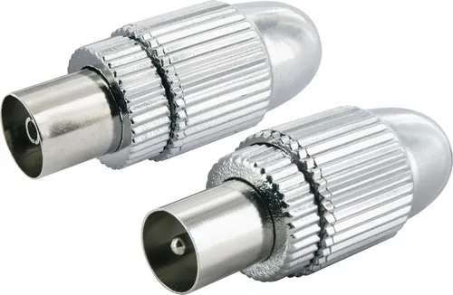 Schwaiger Koaxial Stecker Set KST1525 531 verchromt, 1x Koax Stecker + 1x Koax Buchse