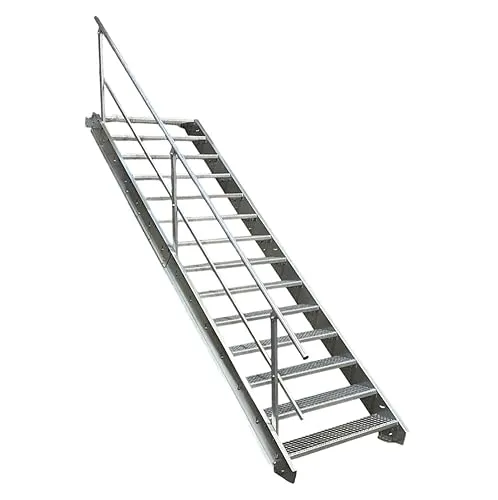 Srm-Design 14 Stufen Stahltreppe mit Geländer - Robuste Außentreppe für jeden Einsatz - Verzinkte 14 Stufen Stahltreppe für Geschosshöhen von 210-280cm. Mit einem stabilen Geländer und robustem Design ideal für Garten und gewerblichen Einsatz. Einfache Montage inklusive Anleitung.