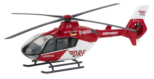 Faller H0 Hubschrauber EC135 Luftrettung - Sonstige Kategorie, detailgetreues Standmodell des EC135 mit rot-weißer DRF Luftrettung-Lackierung für Sammler und Modellbau-Enthusiasten.