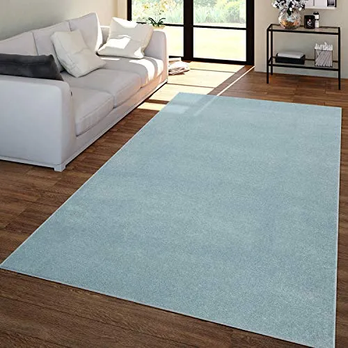 TT Home Wohnzimmer Teppich Kurzflor Unifarbendes Design Modern Und Zeitlos, Farbe: Türkis, Größe:60x100 cm