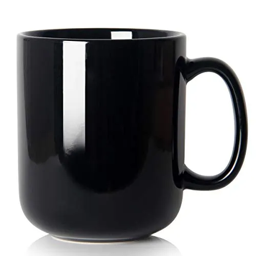 Smilatte 600ml große Tasse, M016 einfache Keramik Porzellan Boss Kaffeetasse Becher Teetasse groß mit Griff für Papa Männer, Schwarz