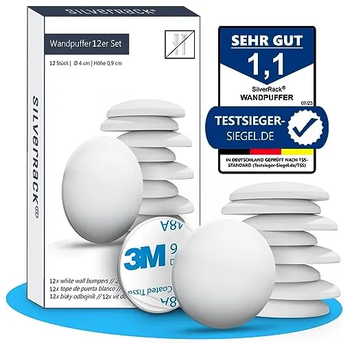 SilverRack® Türstopper Wand selbstklebend Weiß [12 Stück] von SilverRack