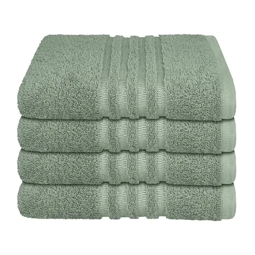Schiesser Frottier Handtuch Milano im 4er Set | 100% Baumwolle - Handtücher aus 100% nachhaltiger Baumwolle, weich und saugstark. Das 4er Set in Hellgrün bietet hervorragende Qualität und ist pflegeleicht bei 60°C.