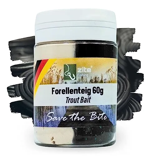 Zite Fishing Forellen-Pasten Special Editions - Trout Bait mit Lakritz, Krabbe & Erdbeer Aroma – 60g Forellen-Teig als fängiger Forellen-Köder mit Glitterpartikeln (Lakritz schwarz/weiß)