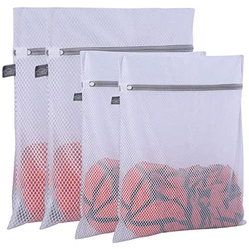 Kimmama Wäschesack aus Mesh-Waschtaschen, Waschmaschinen-Waschbeutel, Honigwaben-Mesh-Wäschesack zum Waschen von Feinwäsche, 4er-Pack