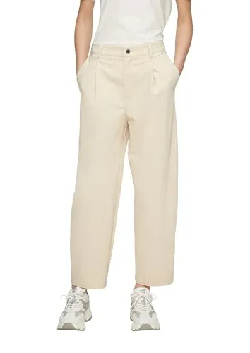 s.Oliver Cropped-Hose aus Twill mit Barrel Leg und Elastikbund in High Rise