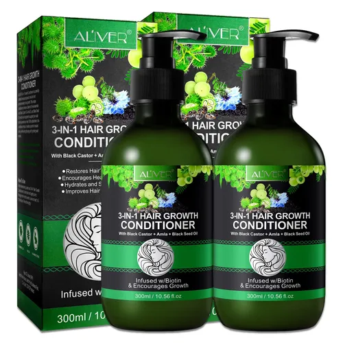 ALIVER 3-in-1 Rizinus Amla Schwarzkümmel Haarspülung - Conditioner & Haarmasken, multifunktionale 3-in-1-Formel für intensives Haarwachstum und tiefenwirksame Feuchtigkeitspflege mit Biotin.