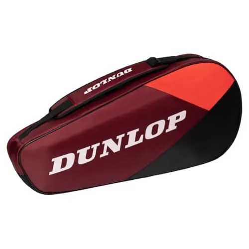 Dunlop CX-CLUB 3RKT BLACK/RED (2023/2024) - Tennistasche für bis zu 3 Schläger, mit sicherer Innentasche und zusätzlichem Reißverschlussfach für Zubehör. Bequemer Schultergurt für einfachen Transport.