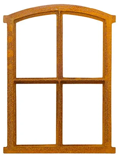 Aubaho Dekoobjekt Fenster Rost Stallfenster - Dekoratives Eisenfenster im antiken Stil, vielseitig einsetzbar als Gitter oder Spiegel, ideal für Scheunen und Gartenhütten.