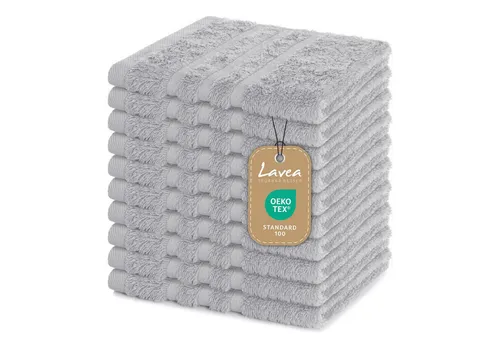 Lavea Handtuch Set Frottierserie Elena, Seiftuch in silber von Lavea