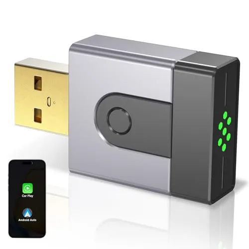 2-in-1 Mini CarPlay Wireless & Android Auto Wireless Adapter, Aufrüstung von kabelgebunden auf kabellos,schnelle automatische Verbindung,Plug & Play,iOS 10+, Android 10+, Autos ab 2016(1Stück)