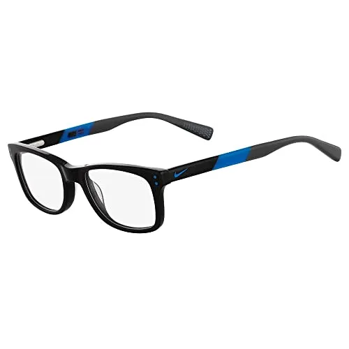 Nike Herren 5538 013 49 Brillengestelle, Schwarz (Black/Photo Blue) - Verschreibungspflichtige Brillenfassungen für Damen, stylisches Design mit schützendem Etui inklusive.