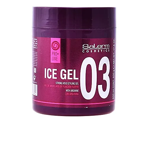 Salerm Cosmetics Ice Gel 03 Proline 500 ml mit Arginin - Haarstyling-Produkt, nährstoffreiches Haargel mit Arginin für alle Haartypen, bietet starke Halt und Feuchtigkeit für einen perfekten Look.