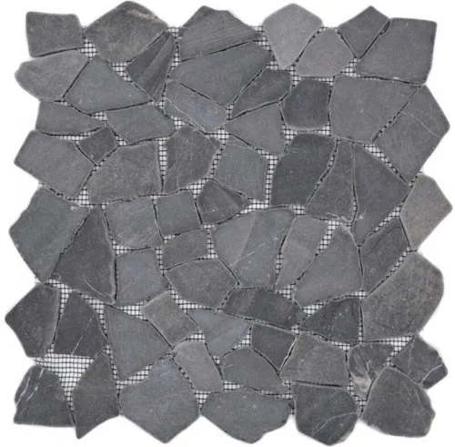 Mosaik Fliese Naturstein grau anthrazit - schwarz (imprägniert) - Hochwertige Mosaikfliesenmatte für stilvolle Badezimmer- und Küchen-Fliesenspiegel. Mit 10 Stück pro Packung, ideal für kreative Wandgestaltungen im Innenbereich.