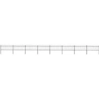 vidaXL Gartenzaun mit Speerspitzen 13,6 x 0,8 m Schwarz - Metallzaun mit dekorativen Speerspitzen, stabil und langlebig aus pulverbeschichtetem Stahl, ideal für eine sichere und elegante Abgrenzung Ihres Gartens oder Grundstücks.