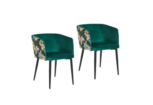 HTI-Living Esszimmerstuhl Destin Flamingo - Set mit 2 stilvollen Stühlen - Moderne Esszimmerstühle mit Samt-Muster und Armlehnen, die Retro-Charme in Ihr Zuhause bringen. Bequem gepolstert und belastbar bis 120 kg, ideal für jedes Esszimmer.