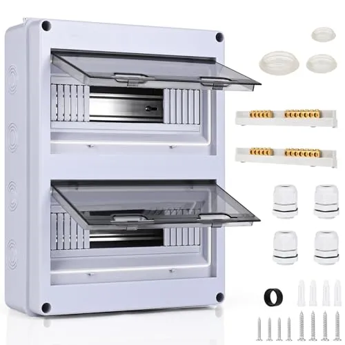 Weinsamkeit Sicherungskasten 24 Module Aufputz - Verteilerkasten für Garten und Außenbereich, IP65 wasserdicht, robustes ABS-Material und umfassendes Zubehör für eine einfache Installation.