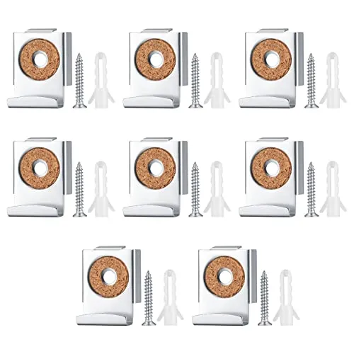 Stück Ungerahmte Spiegelhalterungen, Wand spiegelaufhängungen Federbelastete Spiegelhalter Spiegelklammern mit Dübel und Schrauben für Schweren Spiegel Glas 8