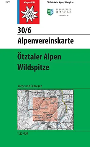 Ötztaler Alpen, Wildspitze: Topographische Karte 1:25.000 mit Wegmarkierungen und Skirouten: Wege und Skitouren - Topographische Karte 1:25.000 (Alpenvereinskarten)