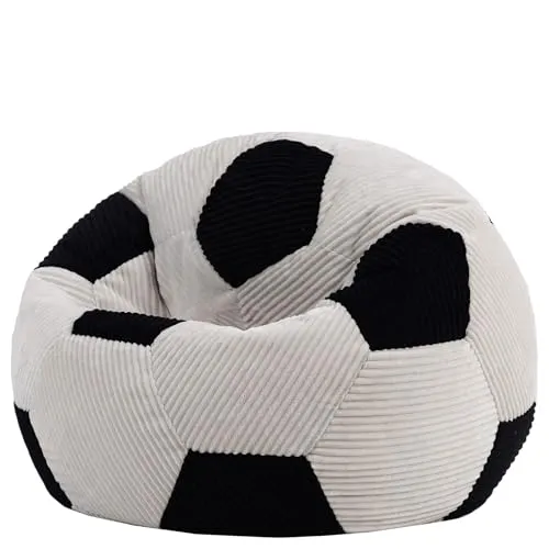 icon Sitzsack Kinder Fußball aus Cord, 76x48cm - Bequem und strapazierfähig - Sitzsäcke für Kinder, bequemer Sitzsack aus weichem Cord, passt sich der Körperform an und sorgt für optimalen Halt beim Entspannen. Ideal für Schlafzimmer, Wohnzimmer oder Leseecke.