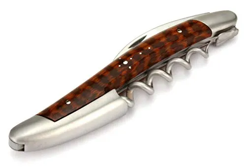 Forge De Laguiole Kellnermesser - Griff Schlangenholz Amourette - Edelstahl matt - Weinöffner Sommelier Korkenzieher