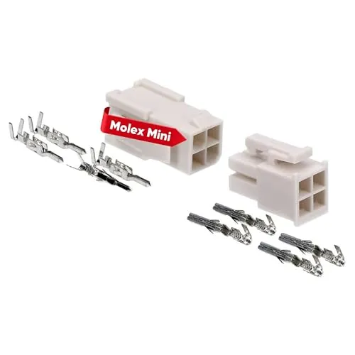Kalitec KALI-2404 Mini-Fit Jr. Set 4 polig aus Nylon I Kabelstecker KFZ I Spannung 600 V I Nennstrom 13 A I AWG 24-18 I Mini Stecker für für Festplatten, LED und RGB Beleuchtung I Rastermaß 4.2mm