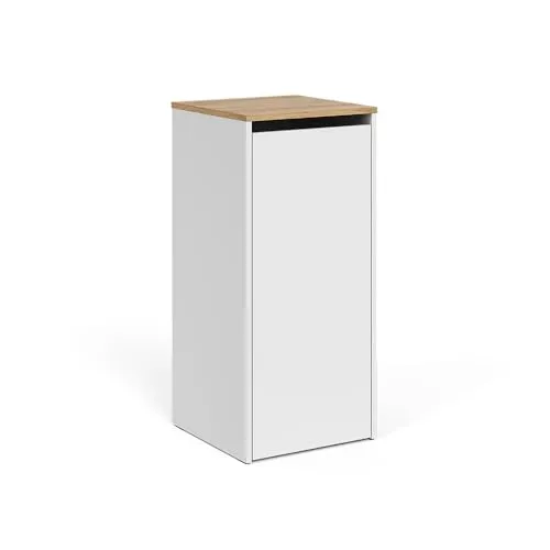 Vicco Wäscheschrank Viktor, Weiß/Artisan, 40.2 x 88.2 cm - Mehrzweckschrank mit integriertem Wäschekorb für ein ordentliches Badezimmer. Modernes Design und großzügiger Stauraum schaffen ein stilvolles Ambiente.