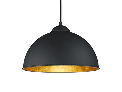 meineWunschleuchte Pendelleuchte Schwarz-Gold Ø 31cm - Elegante Pendelleuchte mit einem stilvollen Metall-Lampenschirm in Schwarz und Gold, perfekt für stimmungsvolle Beleuchtung. E27 Fassung ermöglicht flexiblen Austausch von LED-Lampen.