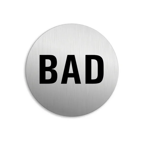 Schild Bad Ø 75 mm Badezimmerschild Aluminium Edelstahloptik selbstklebend
