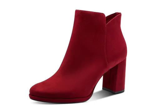 Elegante Stiefelette TAMARIS, Damen Gr. 35, rot - Wanderschuhe, elegante Stiefelette von Tamaris in veganer Verarbeitung mit Blockabsatz (7,5 cm) und ANTIslide-Technologie für sicheren Halt.