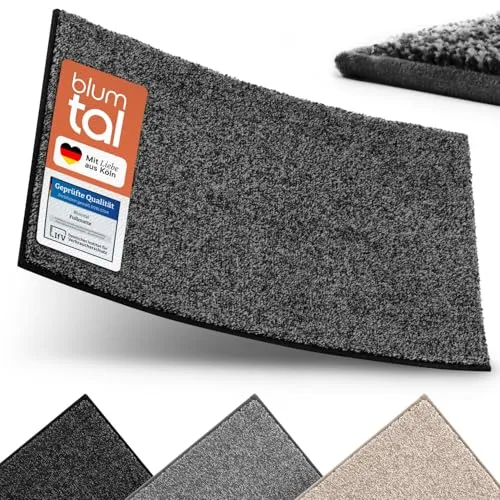 Blumtal Fußmatte 50x80 cm - Mikrofaser Schmutzfangmatte mit wasserdichter TPR-Rückseite - rutschfeste Fussmatte innen - Schmutzmatte aus Hochleistungs-Mikrofaser - Türvorleger Anthrazit