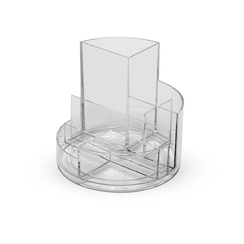 Produktbild MAUL Schreibtisch Organizer MAULrundbox Ø14x12,5cm | Organizer mit 6 Fächern | Stiftehalter für Stifte, Marker und Schere | Stifte Organizer für Büro und Schreibtisch | Transparent