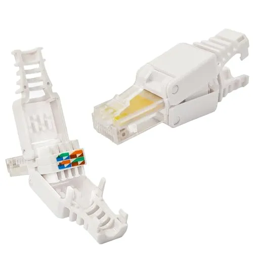 Produktbild Premium X 10x Netzwerkstecker CAT5e RJ45 Adapter Kupplung für CAT5 und CAT6 Verlegekabel Patchkabel AWG 24, 25 und 26 Innenleiter LAN Stecker Werkzeugfrei Werkzeuglos Stecker