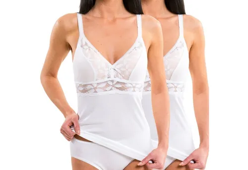 HERMKO Unterhemd 175803830 2er Pack Damen BH-Hemd mit Spitze - Unterhemden aus 50% Baumwolle und 50% Modal, mit elegantem V-Ausschnitt und schöner Spitze – perfekt für einen femininen Look und hohen Tragekomfort.