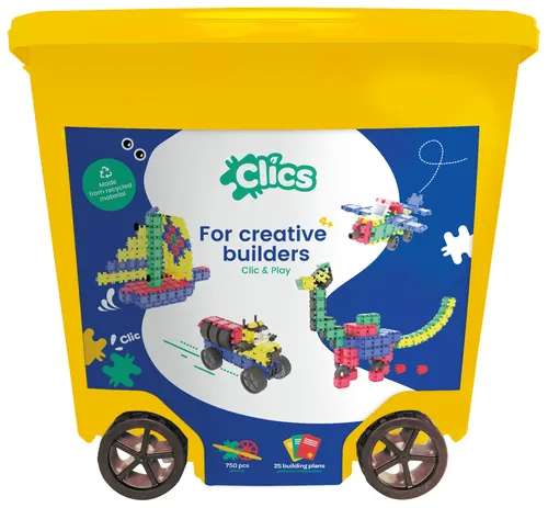 CLICS Rollerbox CB803 - 25 in 1 Baupläne für kreative Bauideen - Konstruktionsspielzeug Komplette Sets & Packs, fördert die Kreativität und Feinmotorik von Kindern im Alter von 4-12 Jahren.