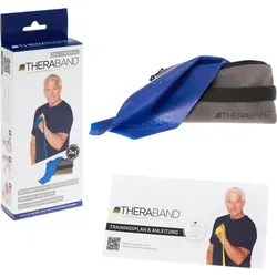 TheraBand Fitnessband 2,5 m in Reißverschlusstasche, Blau, Extra stark - Blau