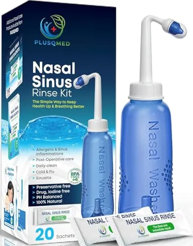 Nasenduschen-Set, 300 ml Flasche + 20 Salzbeutel, Neti-Kännchen, Nasendusche, Nasendusche, Erwachsene, Kinder ab 5 Jahren, Nasendusche zur Nasenreinigung und Nasenspülung (300 ml + 20 sachets)