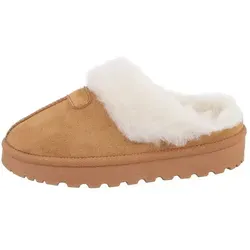 Ital-Design Damen Hausschuhe Freizeit Snowboots (84556782) Flach Hausschuhe in Camel braun 36 EU