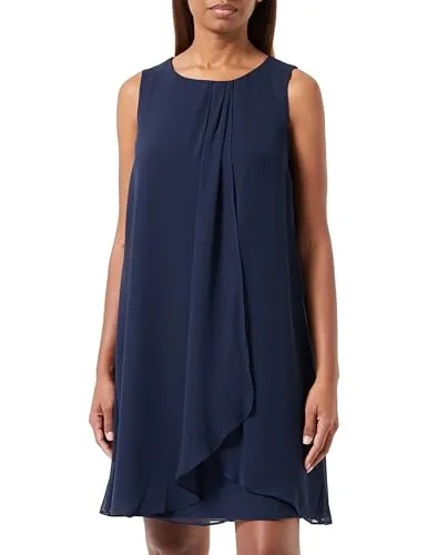 Betty&Co Chiffonkleid im Layer Look - Damen Sommerkleid in Dunkelblau, aus pflegeleichtem und dehnbarem Chiffon, ideal für warme Tage und modische Auftritte.