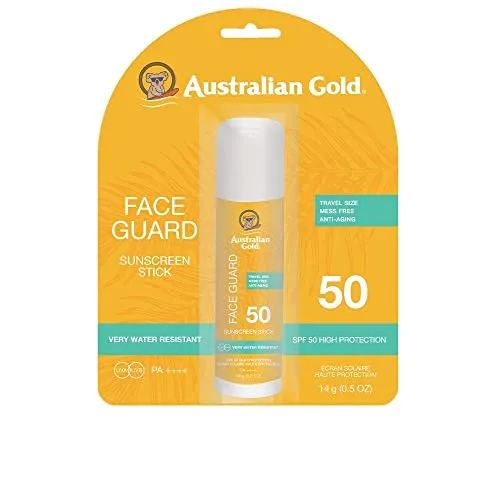 Australian Gold SPF 50 Face Guard Stick - 14 g - Praktischer Sonnenschutz für das Gesicht in Stickform, ideal für unterwegs. Schützt die Haut effektiv vor UV-Strahlen und ist wasserfest.