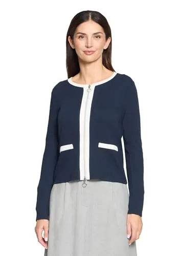Betty Barclay Damen Shirtjacke Struktur 44, Patch Dark Blue/Cream - Leicht taillierte Shirtjacke von Betty Barclay in modernem Design. Gesamtlänge 60 cm, ideal für vielseitige Outfits. Praktischer Zweiwege-Reißverschluss, ein zeitloses Must-have für jede Garderobe.