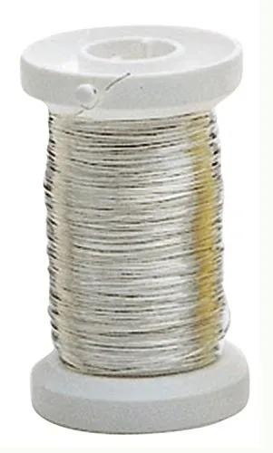 Glorex 6 2220 109 - Silberdraht mit Kupferkern versilbert, 0,4 mm x 40 m auf Spule, zum Basteln, Binden von Gestecken und Kränzen oder zur Schmuckherstellung, Silber