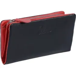 Wortmann Damenbörse aus Leder in Schwarz/Rot - Elegante Damenbörse mit 11 Kreditkartensteckfächern und zwei großen Steckfächern. Ideal für die Organisation Ihrer Karten und Scheine. Maße: 9x17 cm.