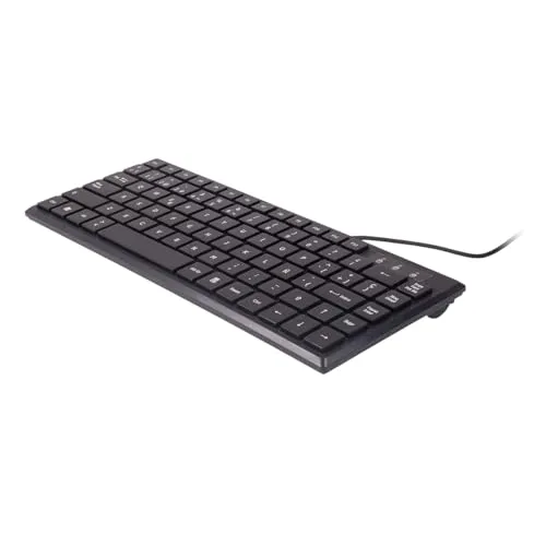 UNYKAch Ultraflache Tastatur KB302 Mini, 83 Tasten, leise, universelle Kompatibilität, kompaktes Design, Mattschwarz, USB-Anschluss, spanisches QWERTY-Layout