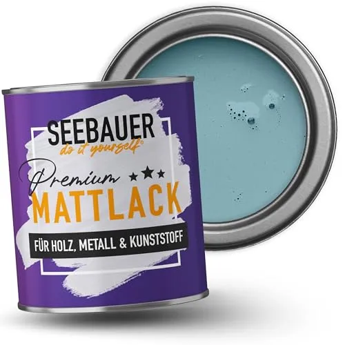 SEEBAUER diy Mattlack Türkis 375ml – Hochwertiger Hybrid-Lack für Innen & Außen - Hochwertiger Mattlack mit Hybrid-Technologie für Holz, Metall und Kunststoff. Schnelltrocknend und extrem robust, ideal für Möbelprojekte. Wasserbasierend und geruchsarm, perfekt für sensible Bereiche.