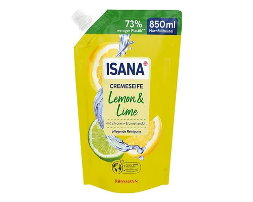 ISANA Flüssigseife Lemon & Lime, 850 ml, Nachfüllbeutel