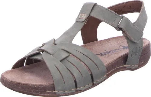 Rieker Damen Sandalette in grün - Gr. 39 - Wanderschuhe aus pflegeleichtem Synthetik mit hautfreundlicher Lederdecksohle und bequemem Klettverschluss für optimalen Tragekomfort.
