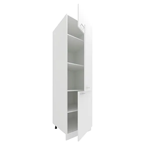 VCM Küche Esilo Hochschrank, Weiß - Küchenzeilen mit pflegeleichter Oberfläche, verstellbaren Füßen und modernen Glastüren für eine stilvolle und funktionale Küche.